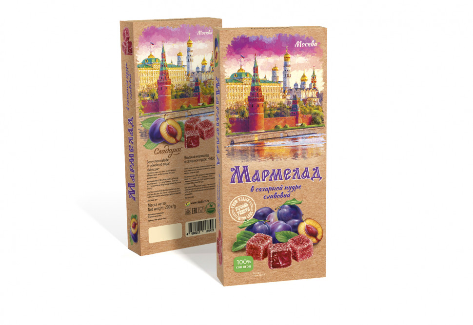  Сладарт Мармелад Сливовый МОСКВА в сахарной пудре (642), 200г   в Тюмени