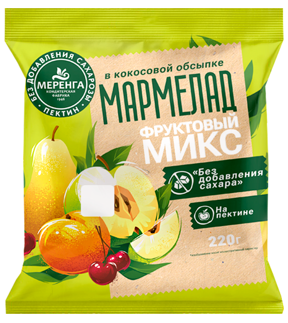  Меренга Мармелад без сахара в кокосовой обсыпке Фруктовый микс, 220г   в Тюмени