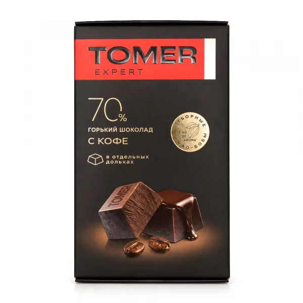 №1 Фабрика Томер  Горький (70%) шоколад с КОФЕ, 90г  в Тюмени
